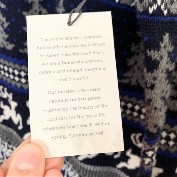 NWT ASPEN Blue Reindeer Holiday Pullover Sweater - Picture 4 of 9